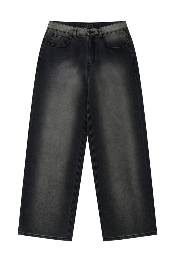 CHOWOO - 데님 - Dark Gray Wide Pants-M