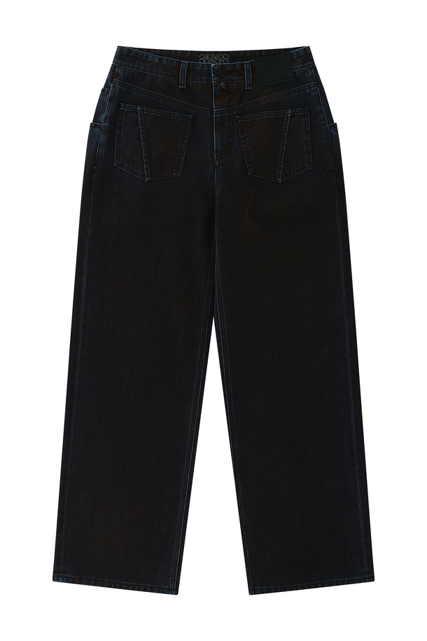 CHOWOO - 데님 - Joker Rust Velvet Denim Semi-Wide Pants-M