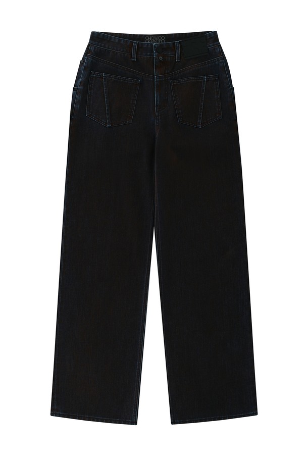 CHOWOO - 데님 - Joker Rust Velvet Denim Semi-Wide Pants-W