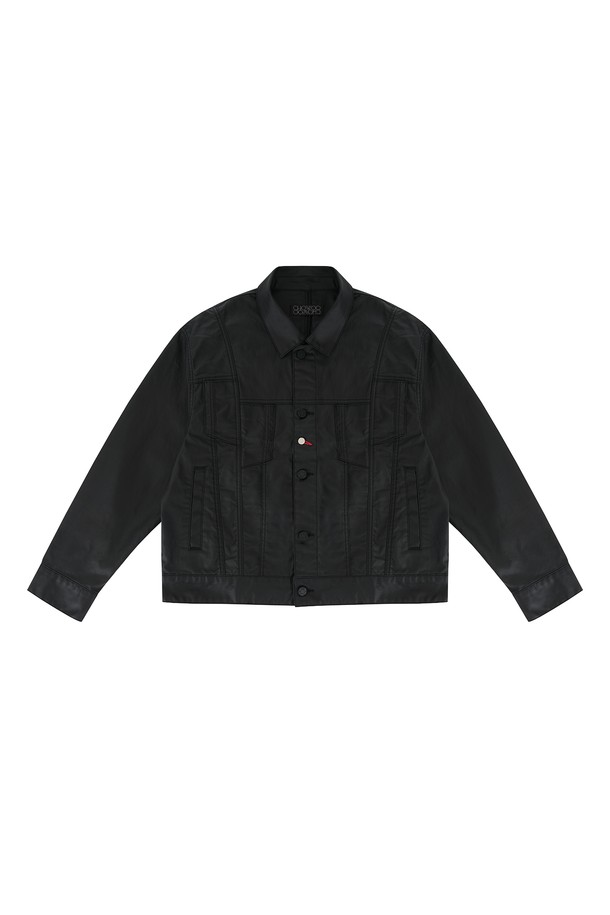 CHOWOO - 블루종/점퍼 - Leather Denim Dismatch Jacket-M