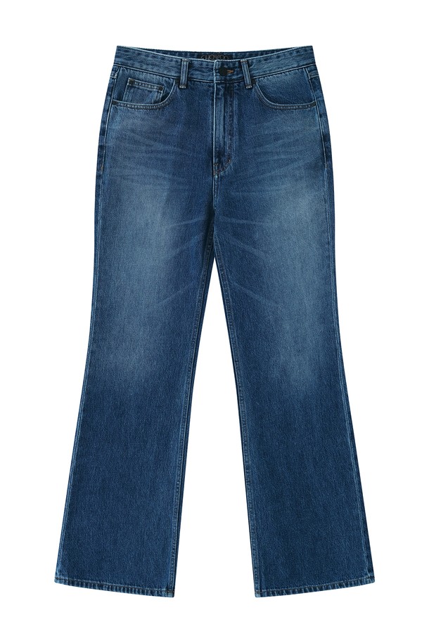 CHOWOO - 데님 - Blue Semi-Bootcut Pants