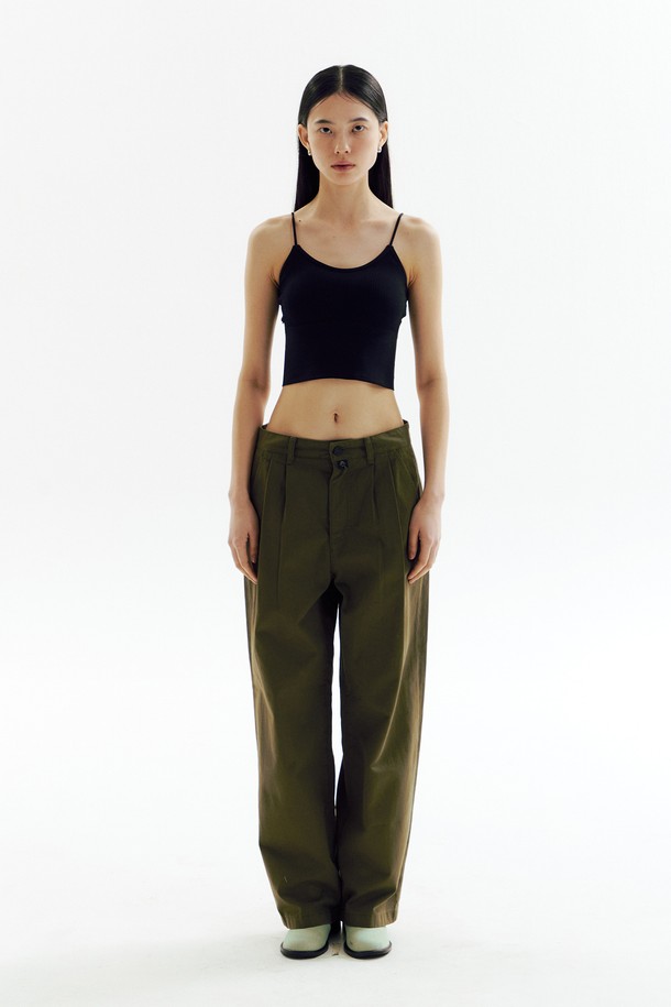 CHOWOO - 롱/미디팬츠 - Khaki 4-Tuck Detail Pant_CW1A_B15WKK