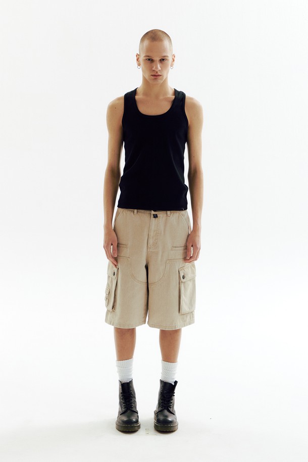 CHOWOO - 하프팬츠 - Low-Waist Sand Cargo Denim Shorts_CW1A_B05MBR