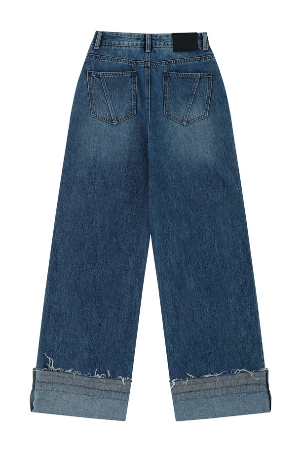 CHOWOO - 데님 - Blue Wide Pants-W