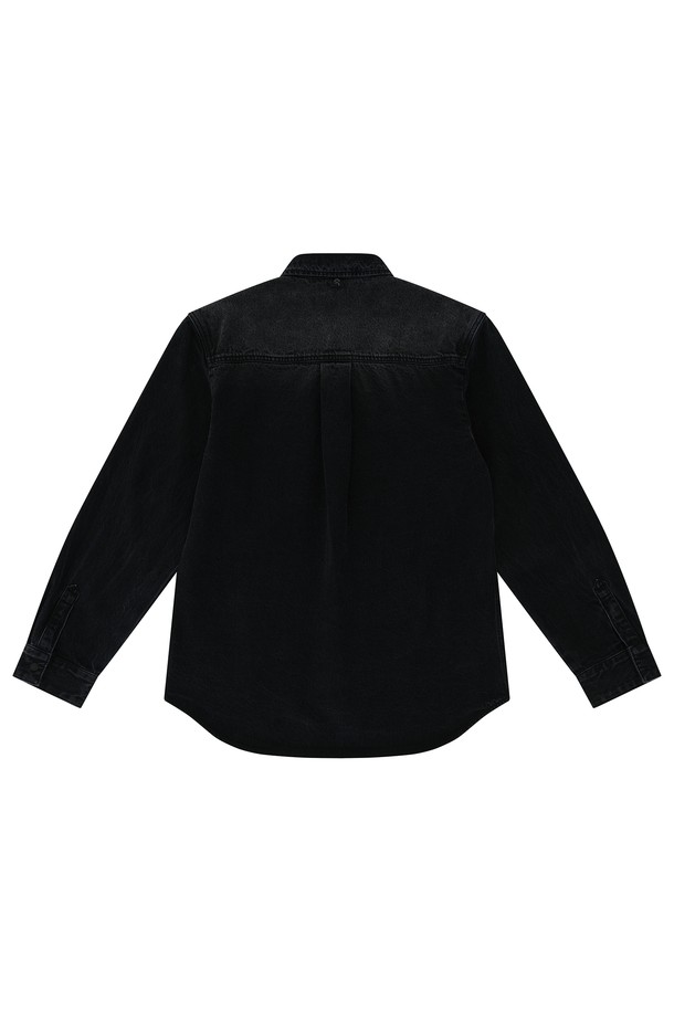 CHOWOO - 캐주얼셔츠 - Black Basic Shirts-M