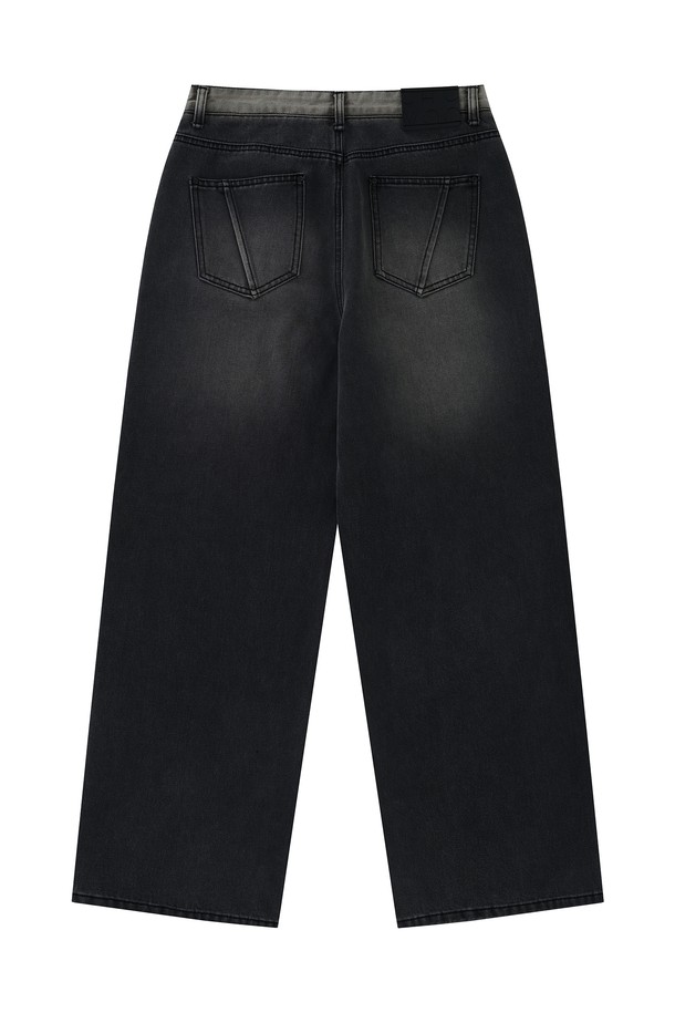 CHOWOO - 데님 - Dark Gray Wide Pants-M