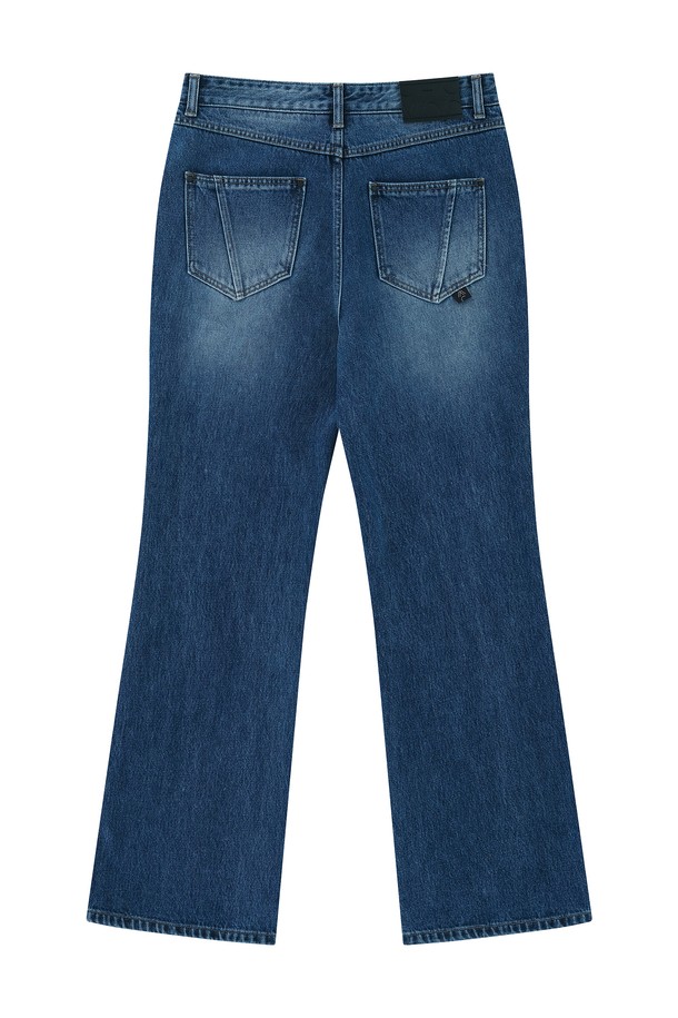 CHOWOO - 데님 - Blue Semi-Bootcut Pants