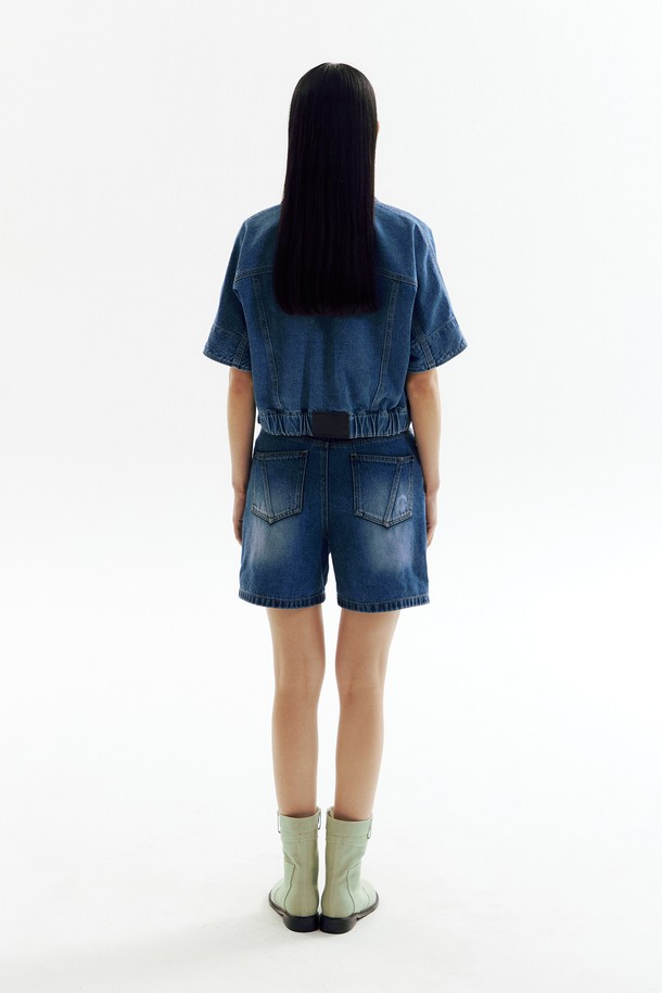 CHOWOO - 셔츠 - Banding Denim Crop Shirts_CW1A_T05WBL