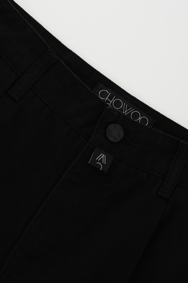 CHOWOO - 데님 - Herringbone Low-Waist Pants