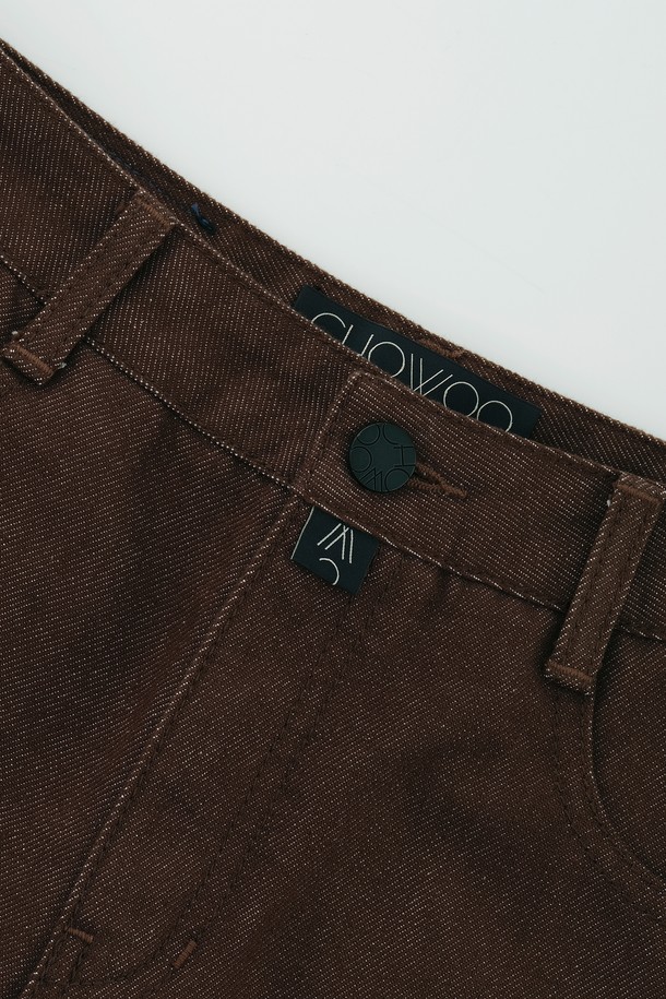 CHOWOO - 데님 - Brown Semi-Bootcut Pants