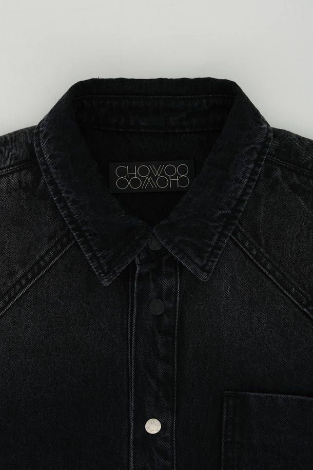 CHOWOO - 캐주얼셔츠 - Black Basic Shirts-M