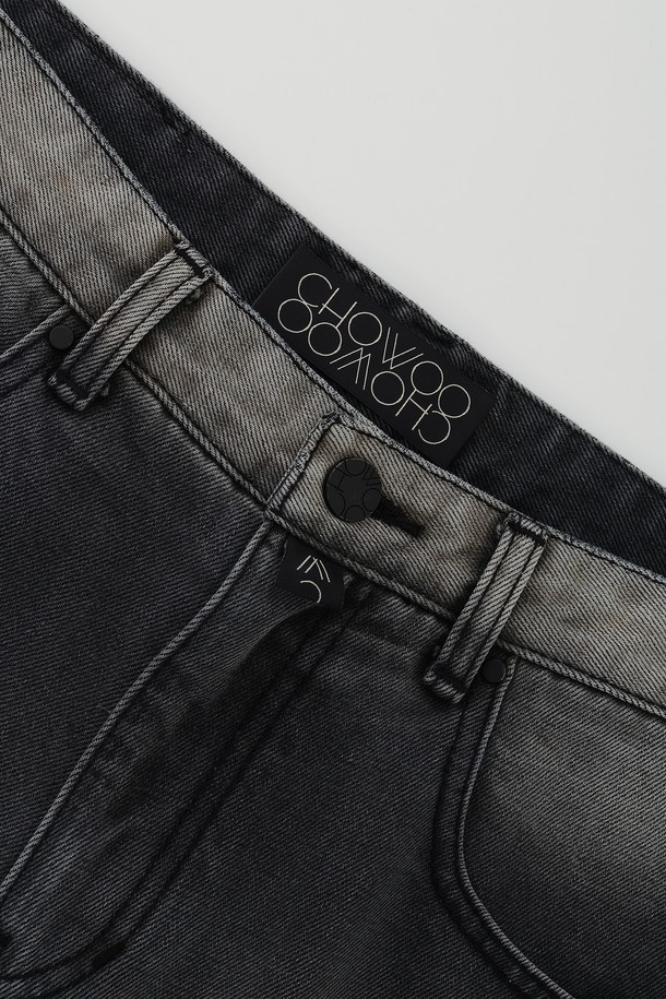 CHOWOO - 데님 - Dark Gray Wide Pants-M