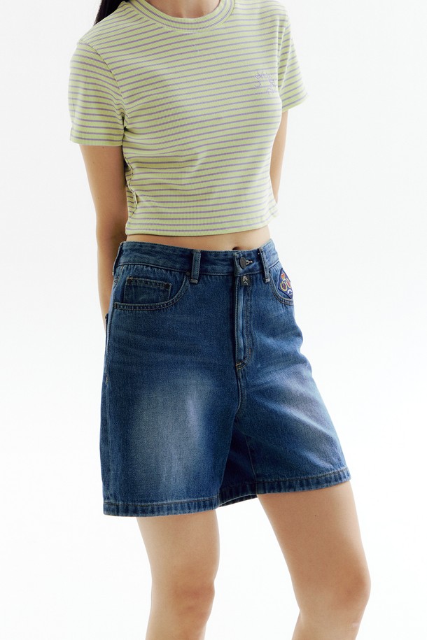 CHOWOO - 쇼트팬츠 - Basic Blue Denim Shorts_CW1A_B06WBL