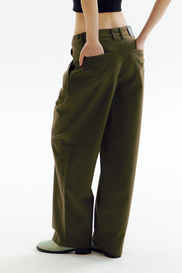 CHOWOO - 롱/미디팬츠 - Khaki 4-Tuck Detail Pant_CW1A_B15WKK