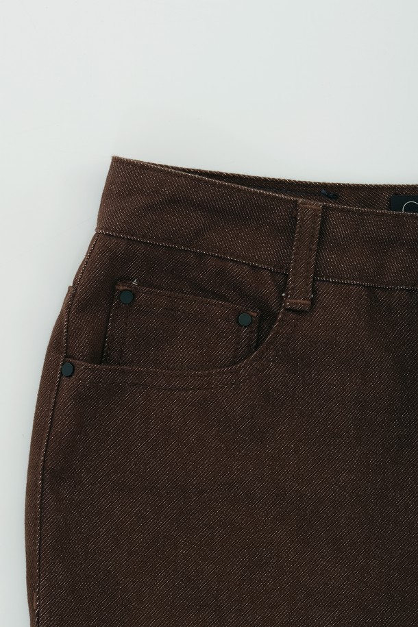 CHOWOO - 데님 - Brown Semi-Bootcut Pants