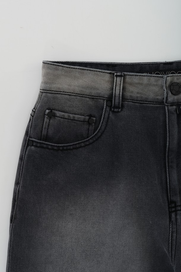 CHOWOO - 데님 - Dark Gray Wide Pants-W