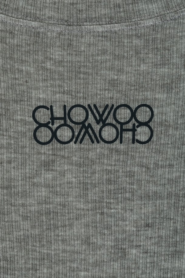 CHOWOO - 긴소매 티셔츠 - Gray Long Sleeve T