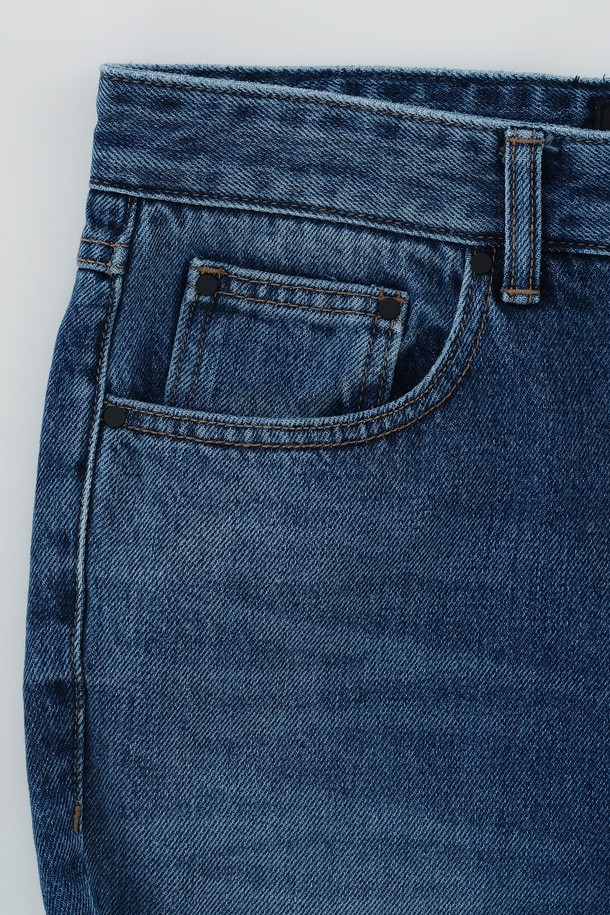 CHOWOO - 데님 - Blue Semi-Bootcut Pants