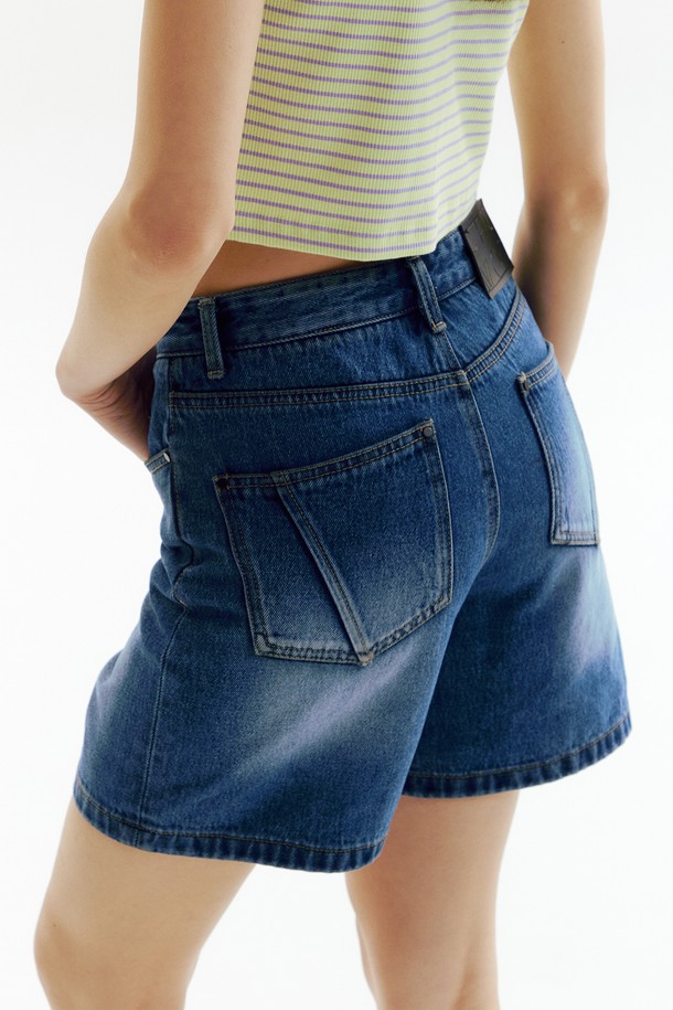 CHOWOO - 쇼트팬츠 - Basic Blue Denim Shorts_CW1A_B06WBL