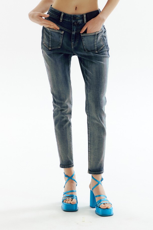 CHOWOO - 데님 - Blue Skinny Joker Denim Pants_CW1A_B14WBL