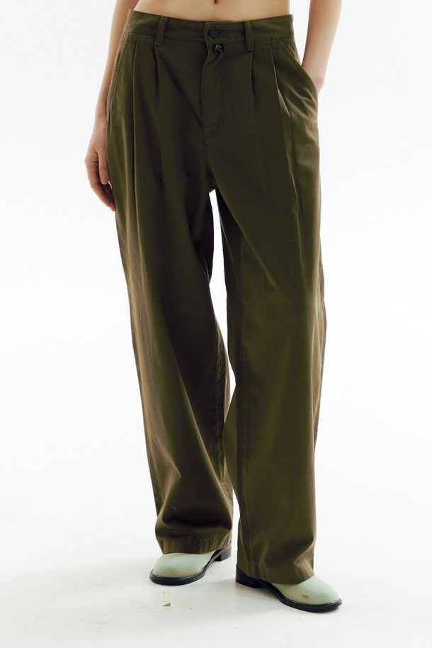 CHOWOO - 롱/미디팬츠 - Khaki 4-Tuck Detail Pant_CW1A_B15WKK