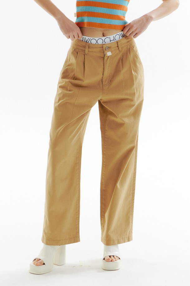 CHOWOO - 롱/미디팬츠 - Oatmeal 4-Tuck Detail Pants_CW1A_B15WOT