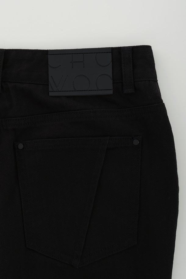 CHOWOO - 데님 - Black Semi-Bootcut Pants