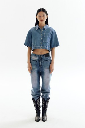 Belted Crop Denim Shirts_CW1A_T02WBL