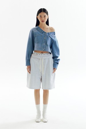 V-Neck Belted Crop Denim Shirts_CW1A_T15WBL