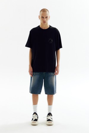 Denim Text T-shirts - BLACK_CW1A_T10WU