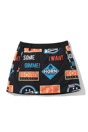 W GM MULTI GRAPHIC PATTERN POINT PADDING SKIRT HQ4CE90F_BLACK-a