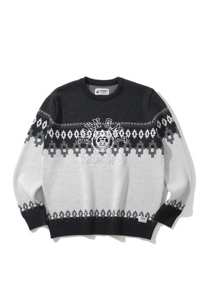 M CL BIG ARCH LOGO EMBRO POINT NORDIC KNIT CREW HQ4CB07M_GREY-a