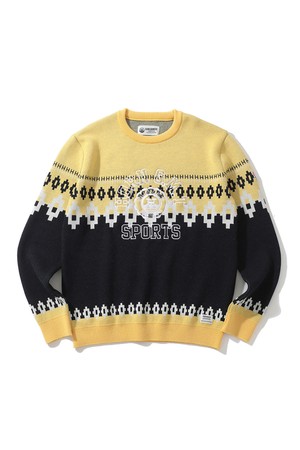 M CL BIG ARCH LOGO EMBRO POINT NORDIC KNIT CREW HQ4CB07M_YELLOW-a
