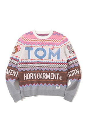 U TJ TOM AND JERRY NORDIC PATTERN JQD KNIT CREW HR3CB01U_PINK-a
