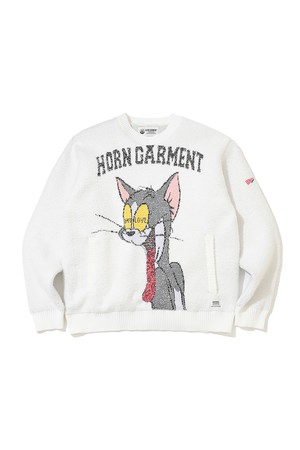 U TJ TOME AND JERRY BIG LOGO BOUCLE KNIT CREW HR3CB03U_WHITE-a