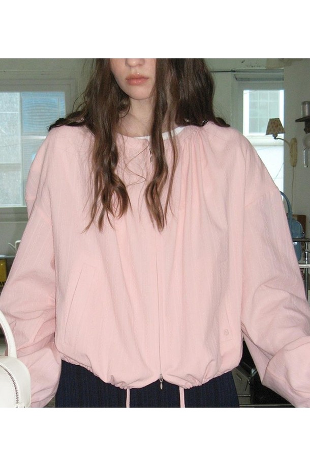 NONMUTE - 블라우스 - Pintuck Zip-Up Blouse Pink