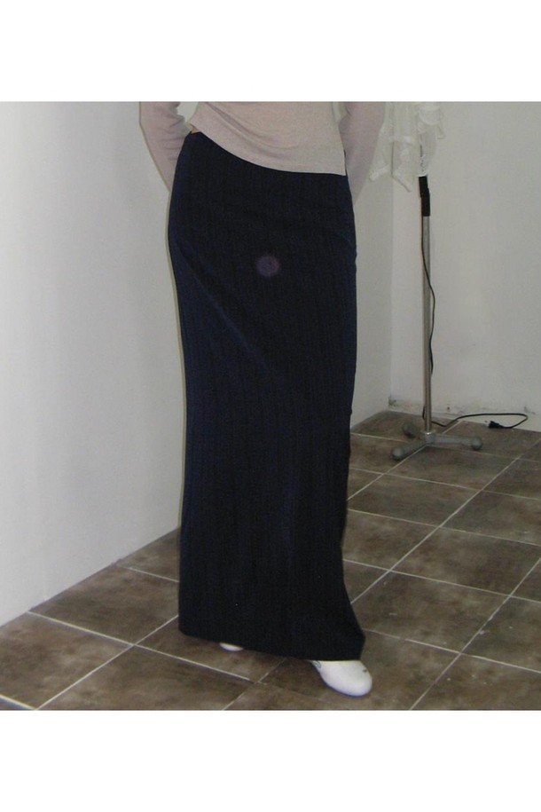 NONMUTE - 롱스커트 - Maxi Skirt Stripe Navy