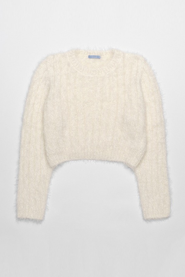 NONMUTE - 스웨터 - Pine needles short knit Cream