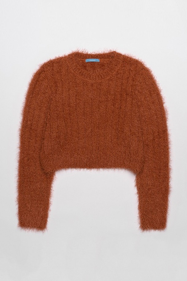 NONMUTE - 스웨터 - Pine needles short knit Orange