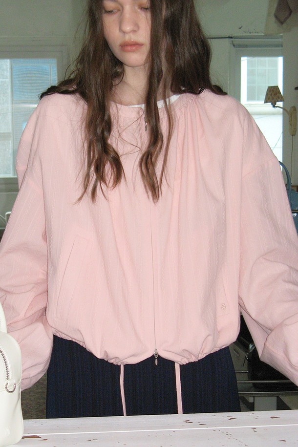 NONMUTE - 블라우스 - Pintuck Zip-Up Blouse Pink