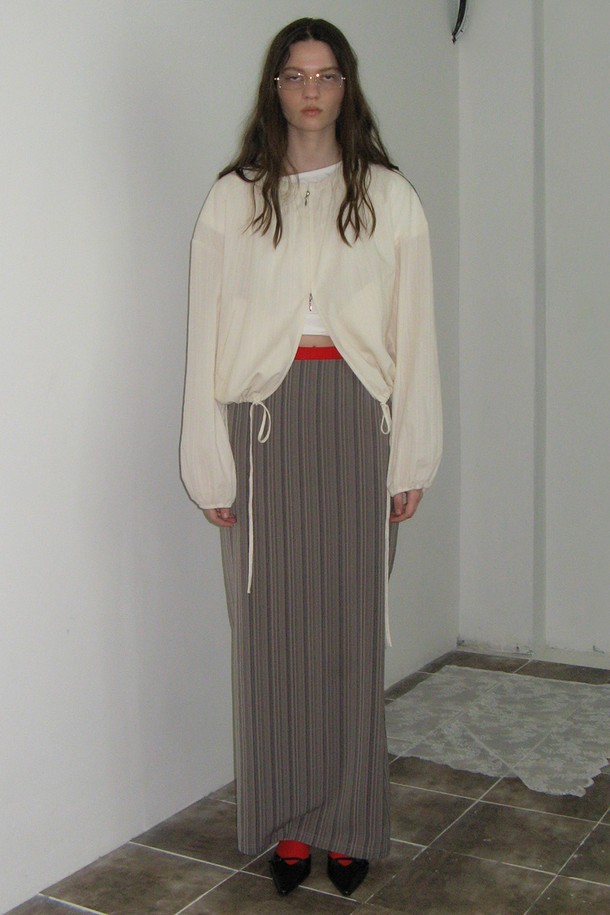 NONMUTE - 롱스커트 - Maxi Skirt Stripe Beige