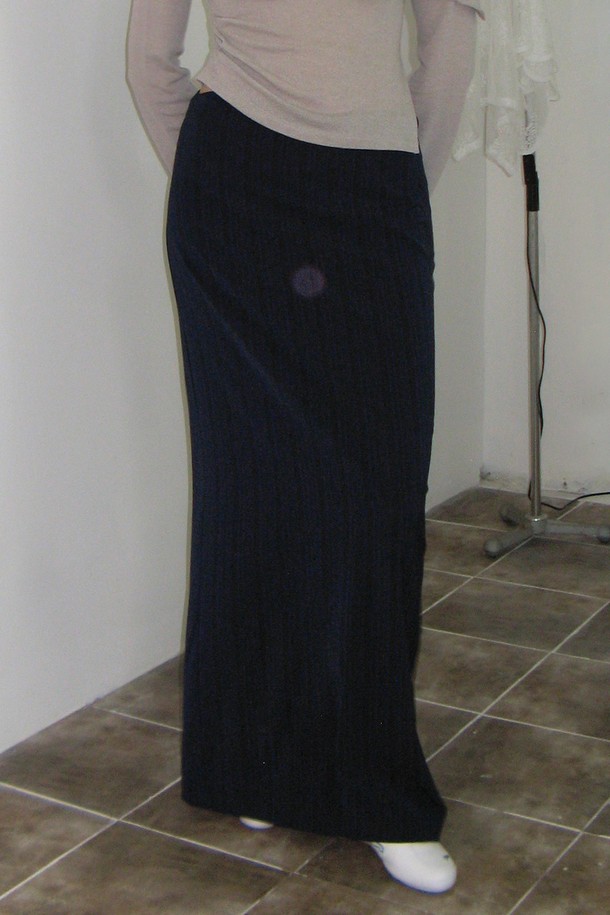 NONMUTE - 롱스커트 - Maxi Skirt Stripe Navy