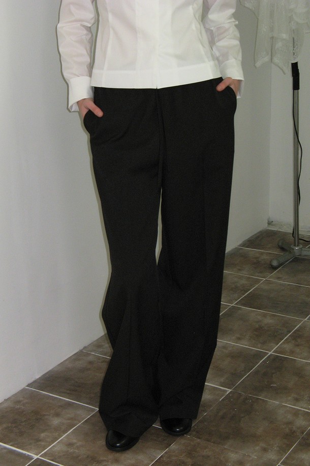 NONMUTE - 롱/미디팬츠 - Classic Wide Pants Black