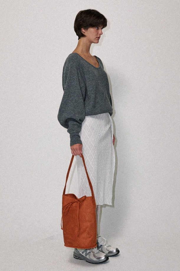 NONMUTE - 숄더백 - Bucket bag Suede Orange