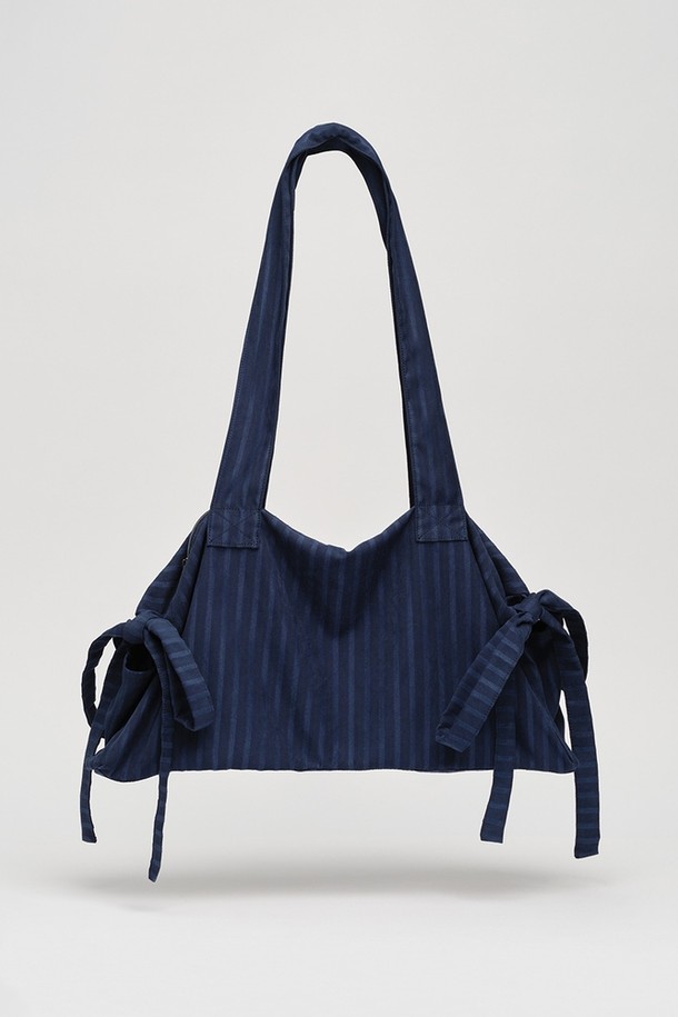 NONMUTE - 숄더백 - Pigtails ribbon bag Stripe Navy