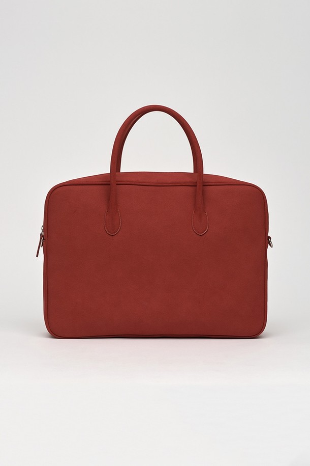 NONMUTE - 토트백 - Big square bento bag Suede Brick red