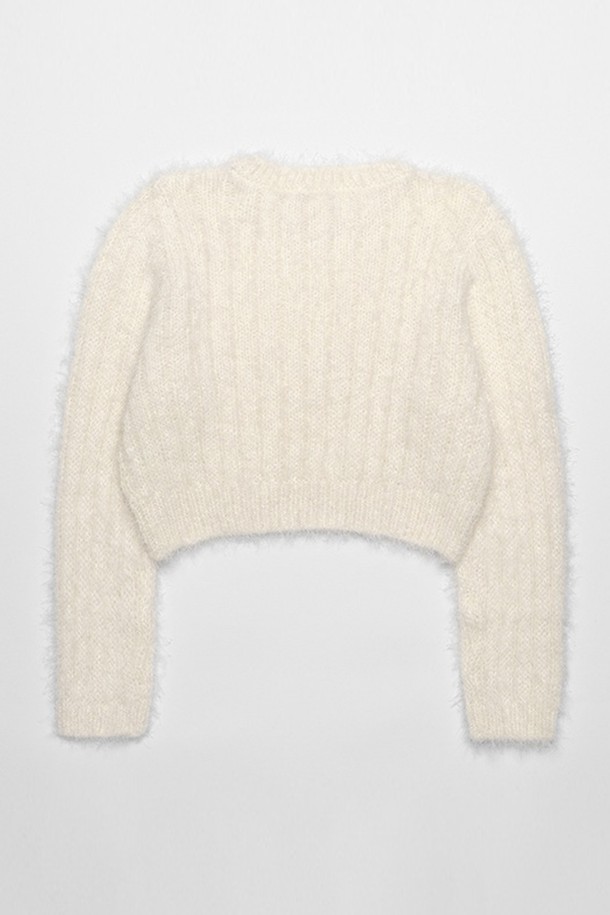 NONMUTE - 스웨터 - Pine needles short knit Cream