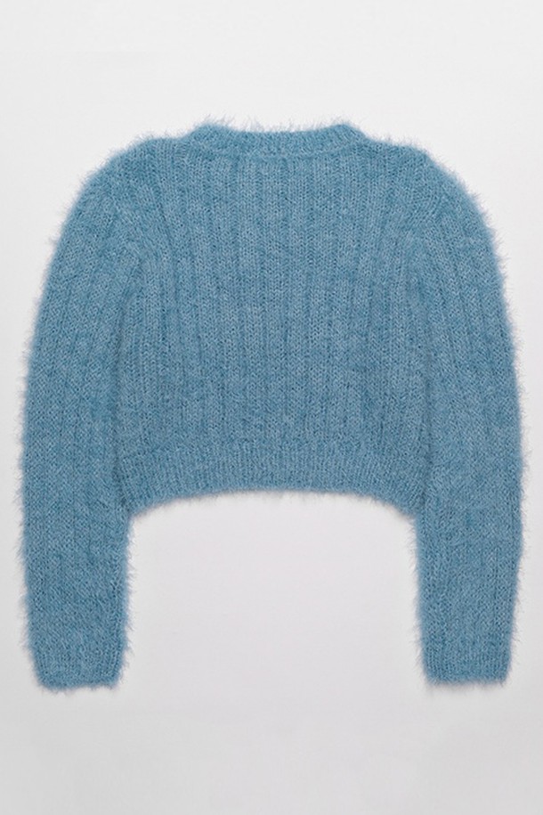 NONMUTE - 스웨터 - Pine needles short knit Dust blue