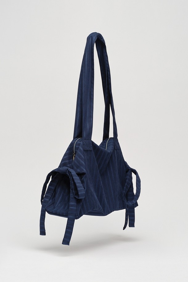 NONMUTE - 숄더백 - Pigtails ribbon bag Stripe Navy