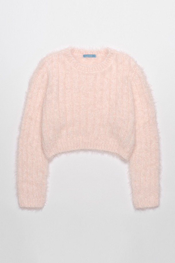 NONMUTE - 스웨터 - Pine needles short knit Pink